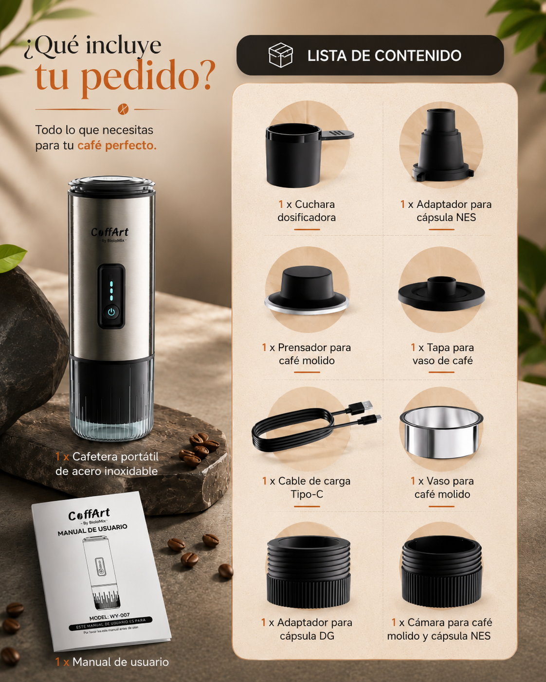 Cafetera Espresso Portátil 3 en 1 | Compatible con Cápsulas NES® y DG®