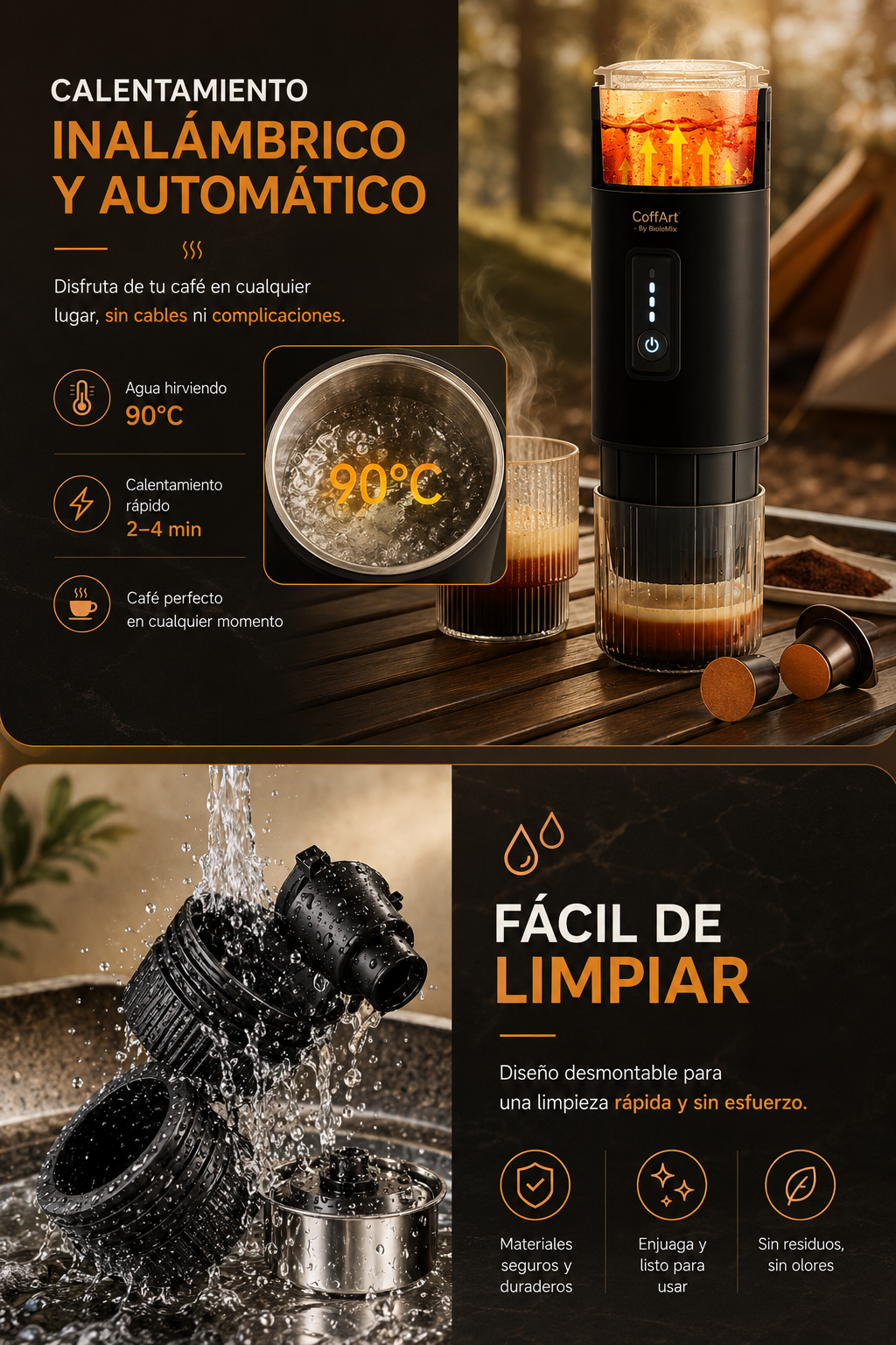 Cafetera Espresso Portátil 3 en 1 | Compatible con Cápsulas NES® y DG®