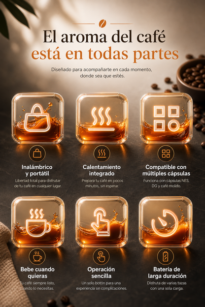 Cafetera Espresso Portátil 3 en 1 | Compatible con Cápsulas NES® y DG®