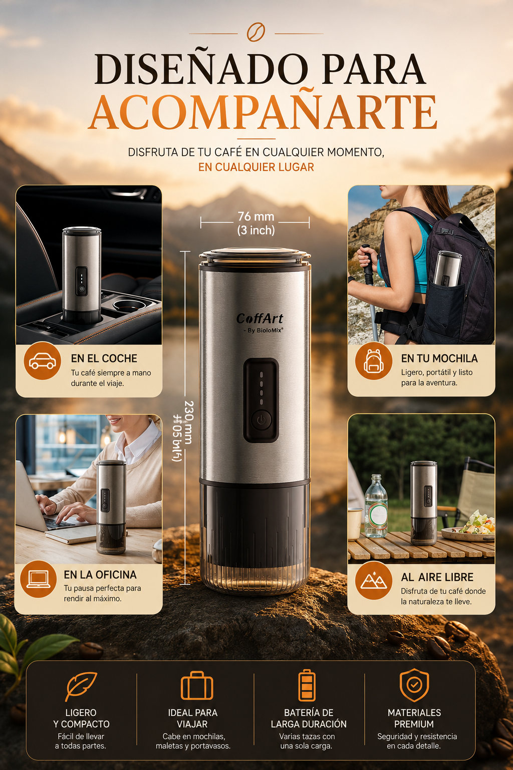Cafetera Espresso Portátil 3 en 1 | Compatible con Cápsulas NES® y DG®