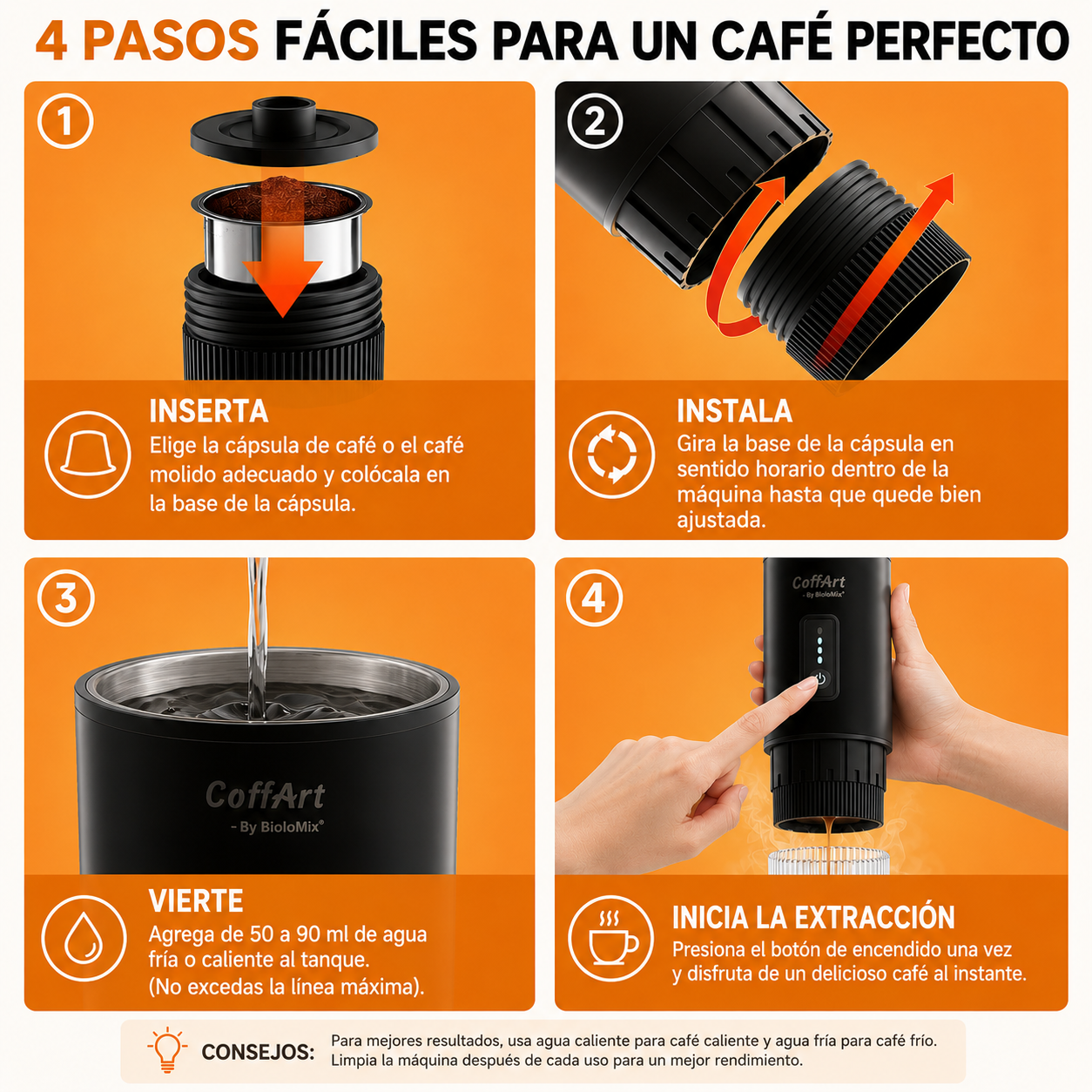Cafetera Espresso Portátil 3 en 1 | Compatible con Cápsulas NES® y DG®